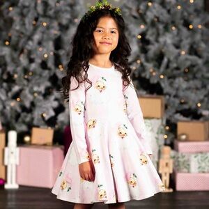 Rock your kid pink long sleeve Santa dress